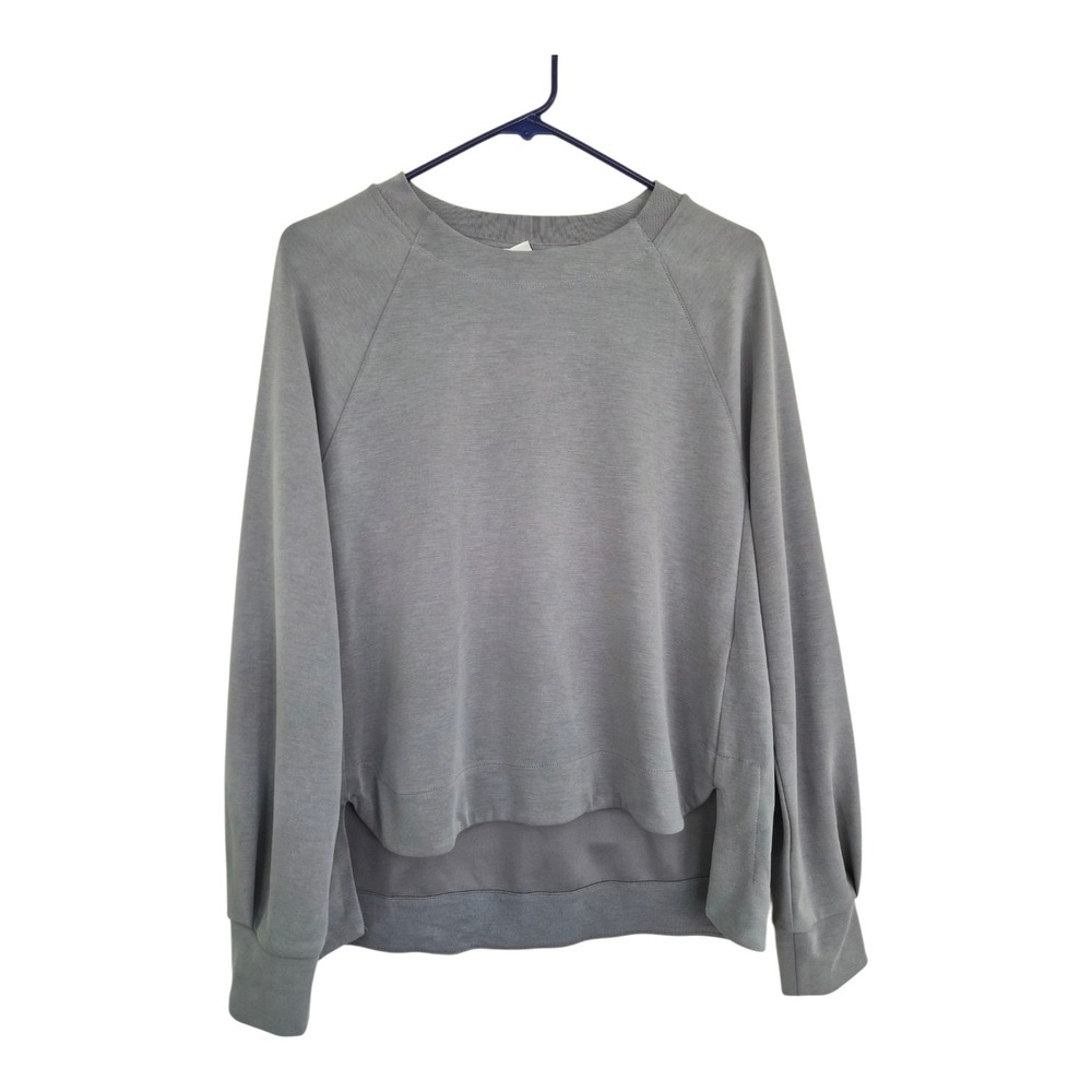 Athleta Seasoft Crewneck Sweatshirt Blue Gray Tencel Lyocell Thumbholes S